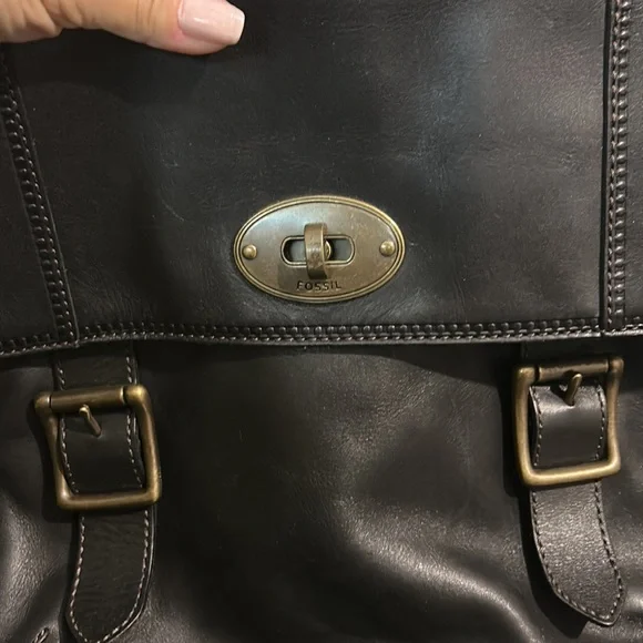 Fossil black leather laptop bag - Picture 5 of 12